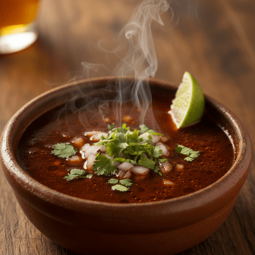Rich birria consommé for dipping