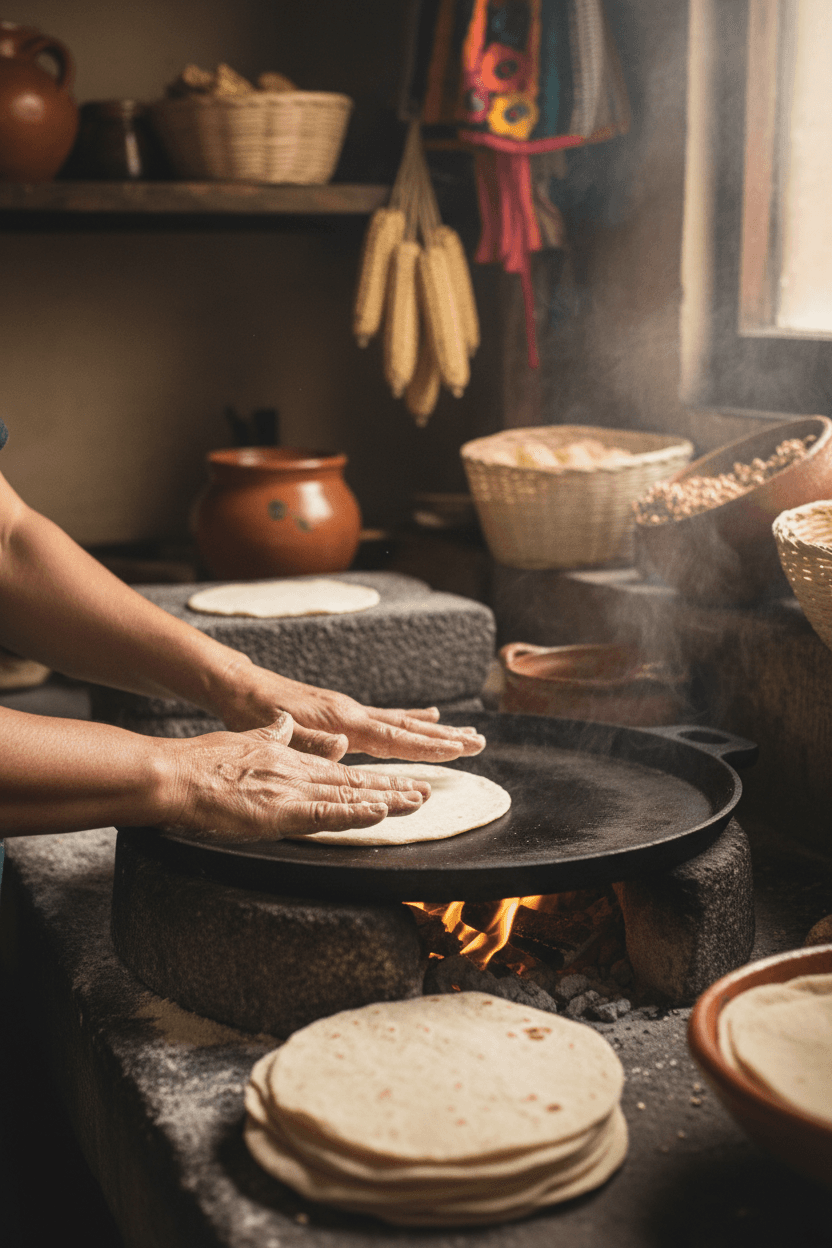 Tortilla master crafting handmade tortillas at Mr. Taco